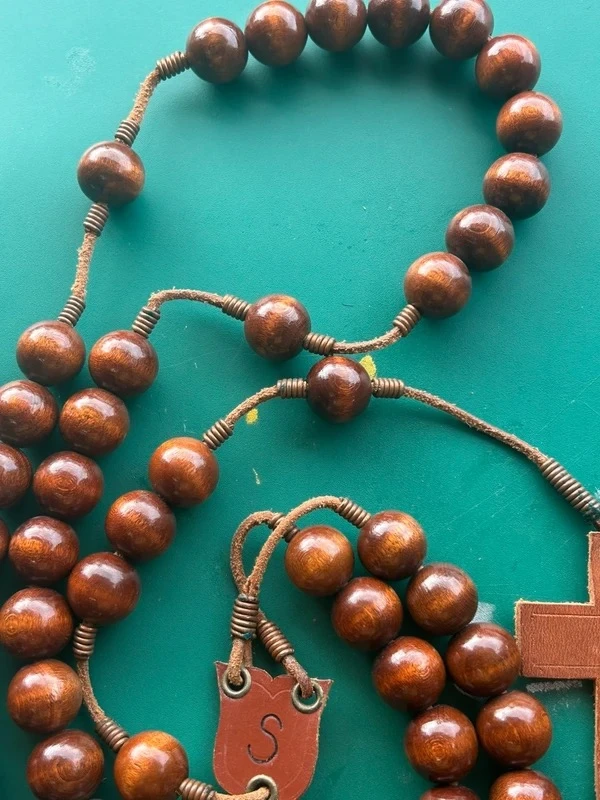 Large wooden and leather monk's rosary or prayer beads – photo 2